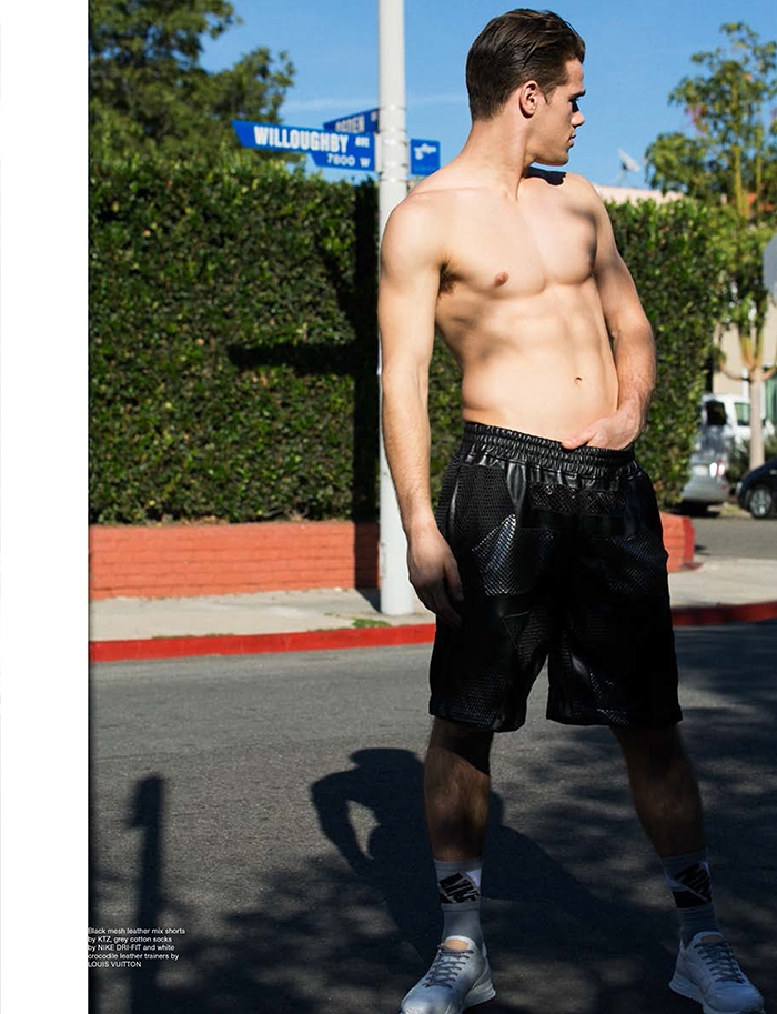 Tucker Des Lauriers Models Sporty Styles for Wonderland Shoot