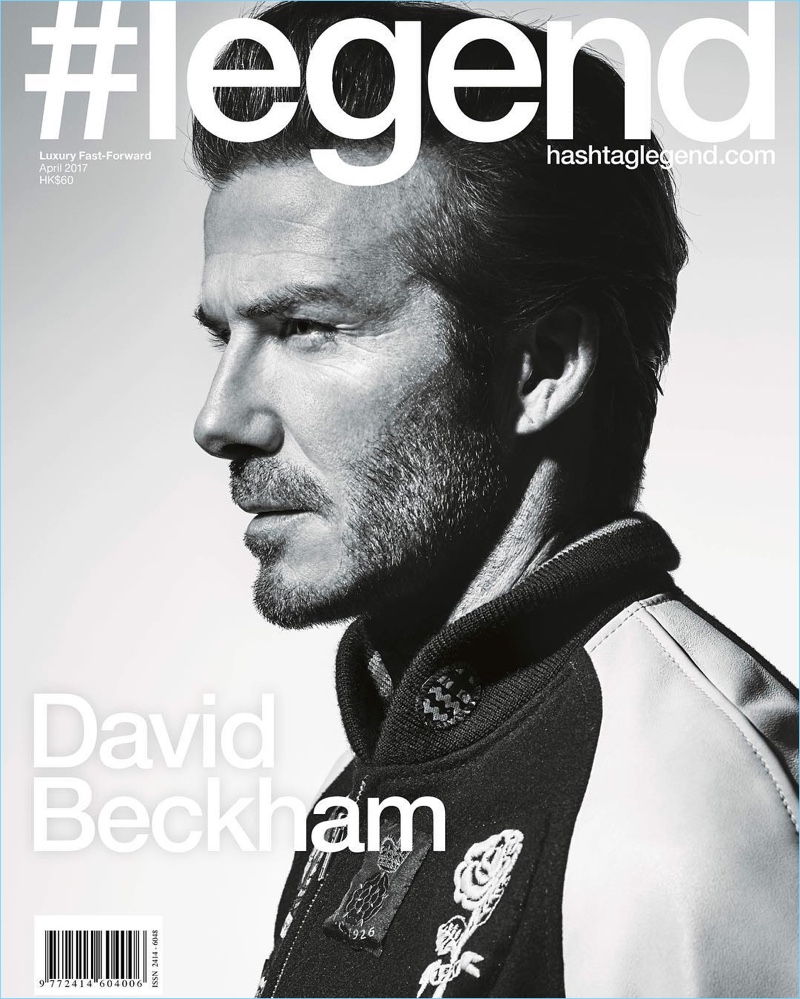 Rick Guest fotografa David Beckham in una giacca bomber Kent & Curwen per aprile 2017 la copertura # di leggenda.