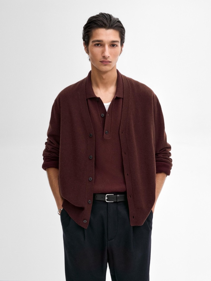 Elevate the cardigan sweater with the addition of the iconic polo shirt.