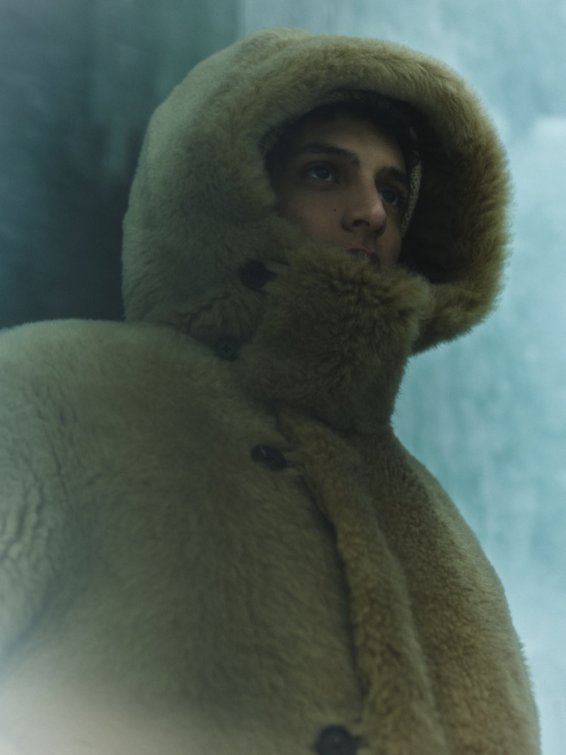 Takfarines Bengana fronts the Loro Piana Après-ski campaign for winter 2024.