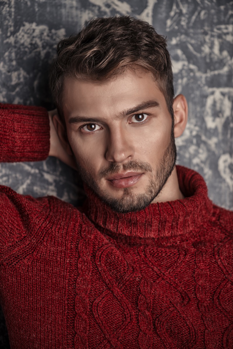 Relaxed Arm Behind the Head Male Model Pose