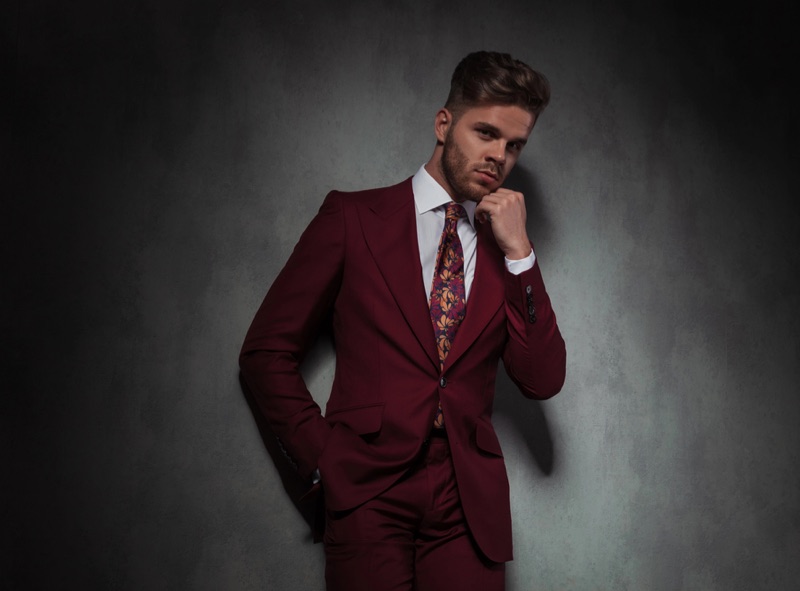 Burgundy suit