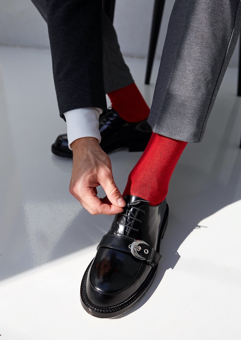 Dress shoes socks red