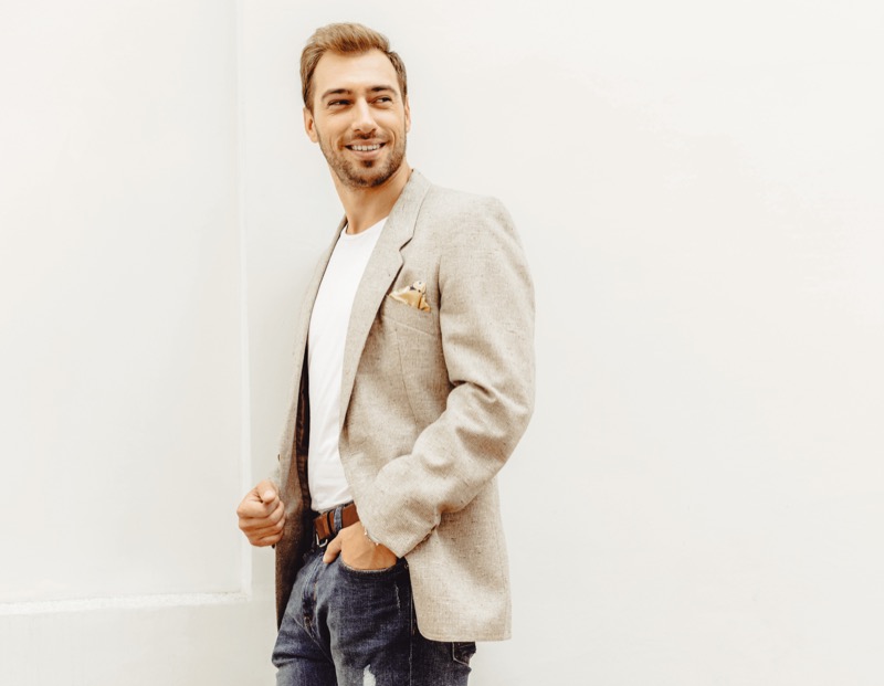 blazer white t-shirt jeans timeless style men