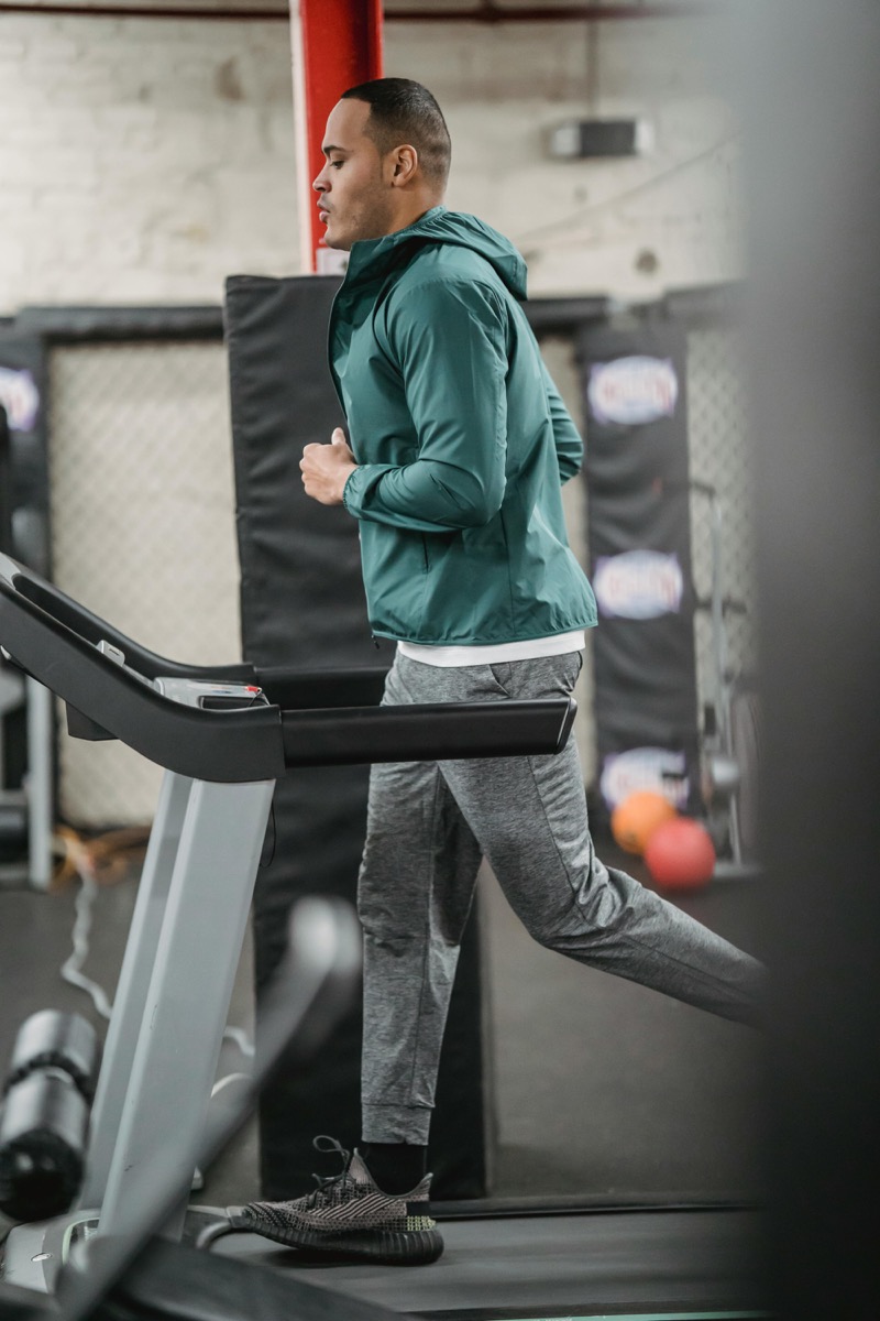man working out treadmill