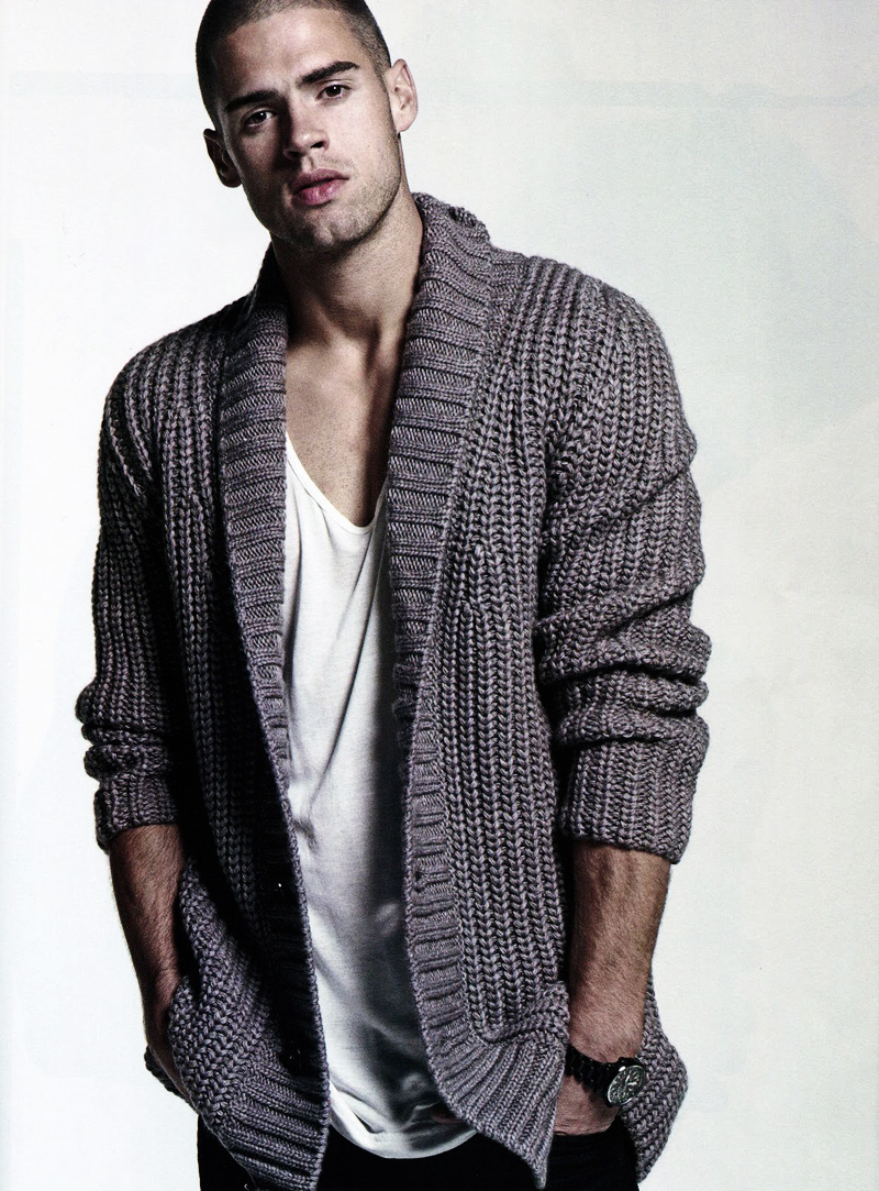 Chad White sports a cardigan sweater for L'Officiel Hommes