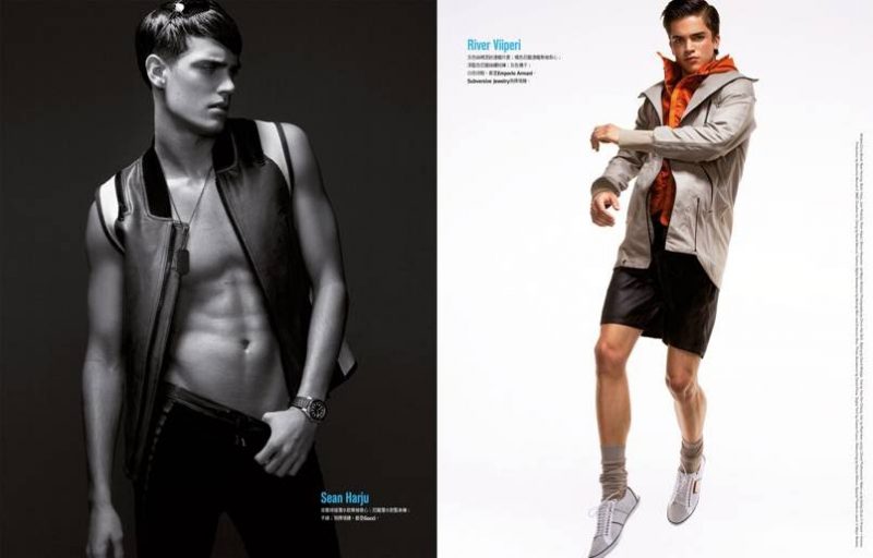 Models Sean Harju and River Viiperi star in an editorial for GQ Taiwan.