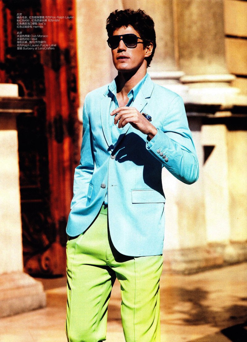 Oriol Elcacho by Giampaolo Sgura in Color Blocking for GQ China May 2010