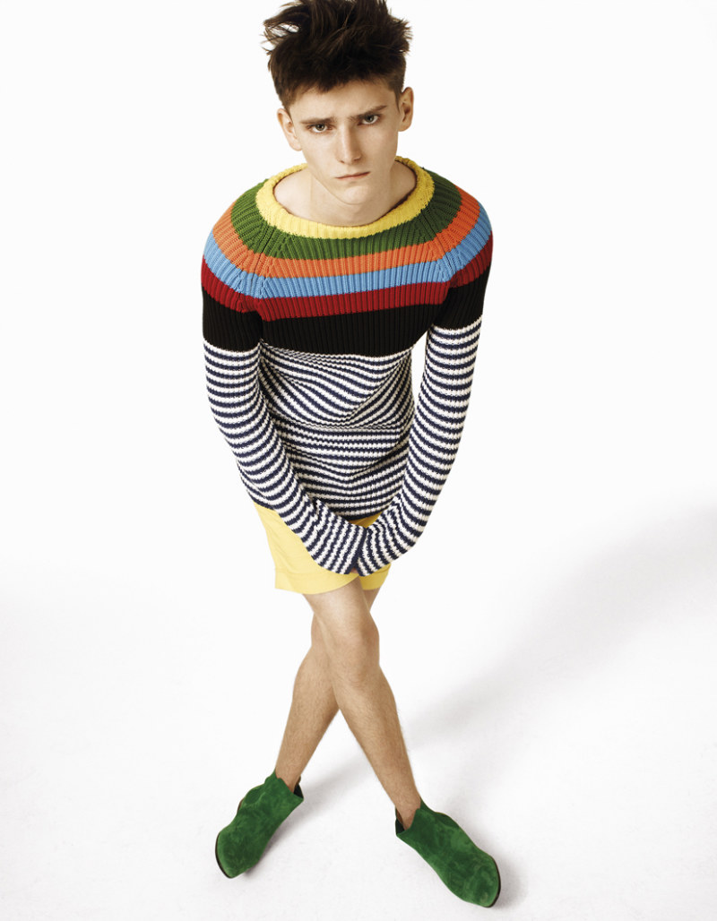 Emilio Tini photographs Alexander Beck for a colorful spread in L'Officiel Hommes Germany.