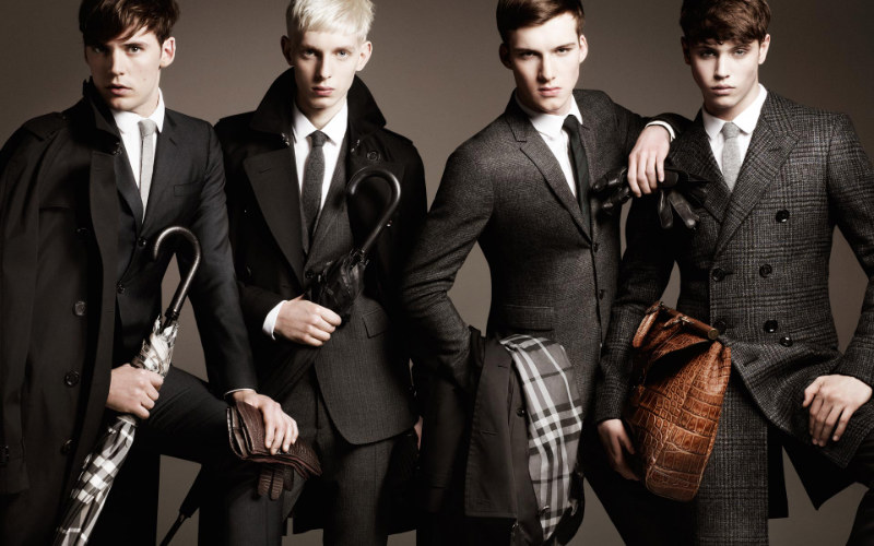 Jake Cooper, Johnny George, Matthew Whitehouse, Sam Claflin & Thomas Penfound by Mario Testino for Burberry Prorsum Fall 2011 Campaign
