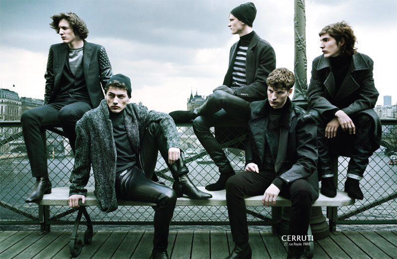 Axel Miraton, Jakob Hybholt, Mathias Holst, Maxime Bergougnoux & Roman Duvigneau by Paolo Roversi for Cerruti Fall 2011 Campaign