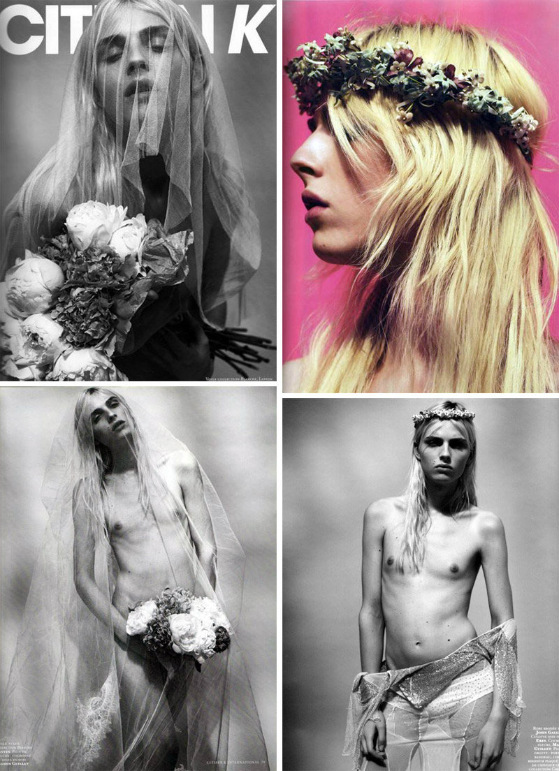 Andrej Pejic is photographed by Gregory Derkenne, going bridal for the cover of Citizen K.