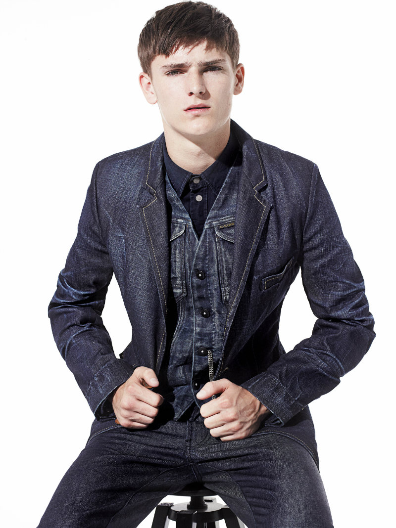 Clad in denim, Alexander Beck sits for wonder team Aline & Jacqueline Tappia, appearing in the pages of Italian GQ