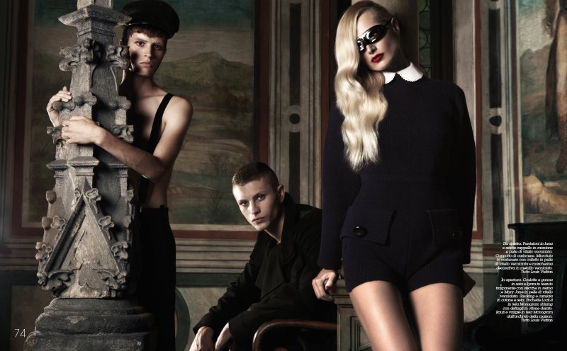 Andrea Bellisario, Taylor Cowan & Michael McCaughley by Oskar Cecere in Louis Vuitton for MFL Magazine