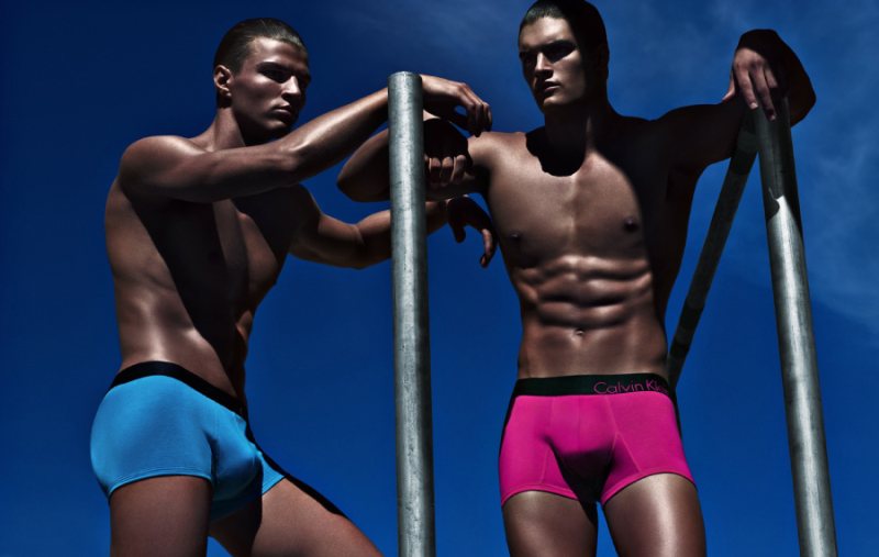 Models Myles Crosby and Matthew Terry come together for Calvin Klein's mens underwear campaign by Steven Klein.