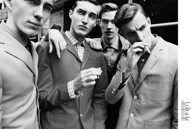 Charlie France, James Smith, Milo Spijkers & Philipp Bierbaum Lunch for Elle Men Mexico by Santiago Ruiseñor
