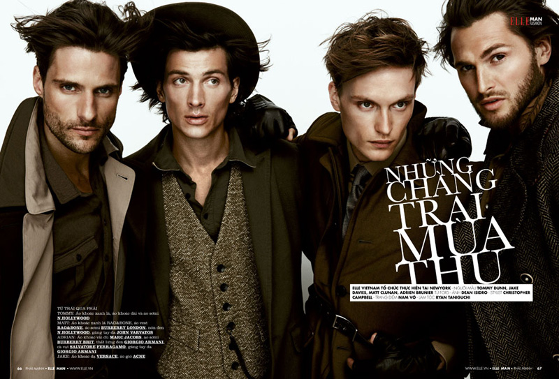Adrien Brunier, Jake Davies, Matt Clunan & Tommy Dunn Don Fall Pieces for Elle Man Vietnam