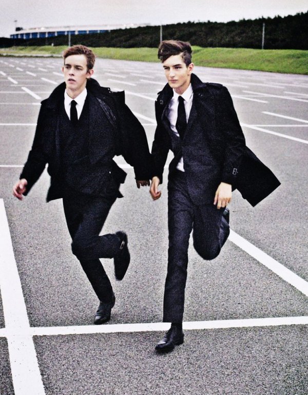 Kaan Tilki & Kirill Vasilev by Junji Hata in Burberry Black for Popeye Magazine