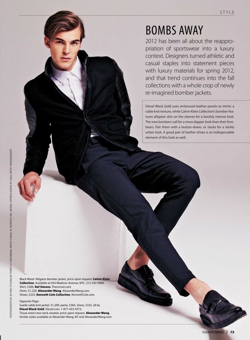 Patrick Kafka has Outerwear Fever for Essential Homme’s July/August 2012 Issue