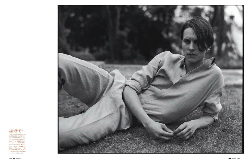 Tomek Szczukiecki Lounges in Dior Homme for Japanese GQ