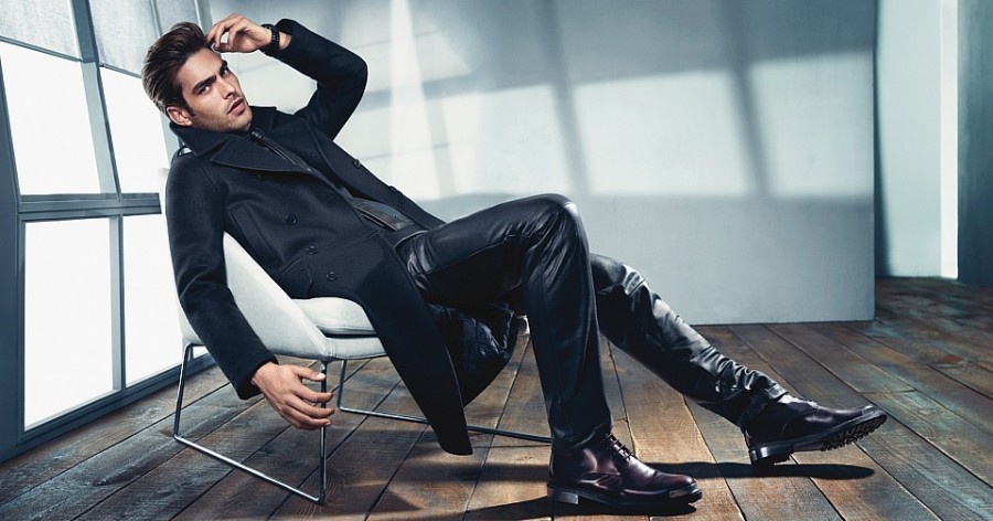 Jon Kortajarena is Clad in Black & Leather for Kenneth Cole Fall/Winter ...