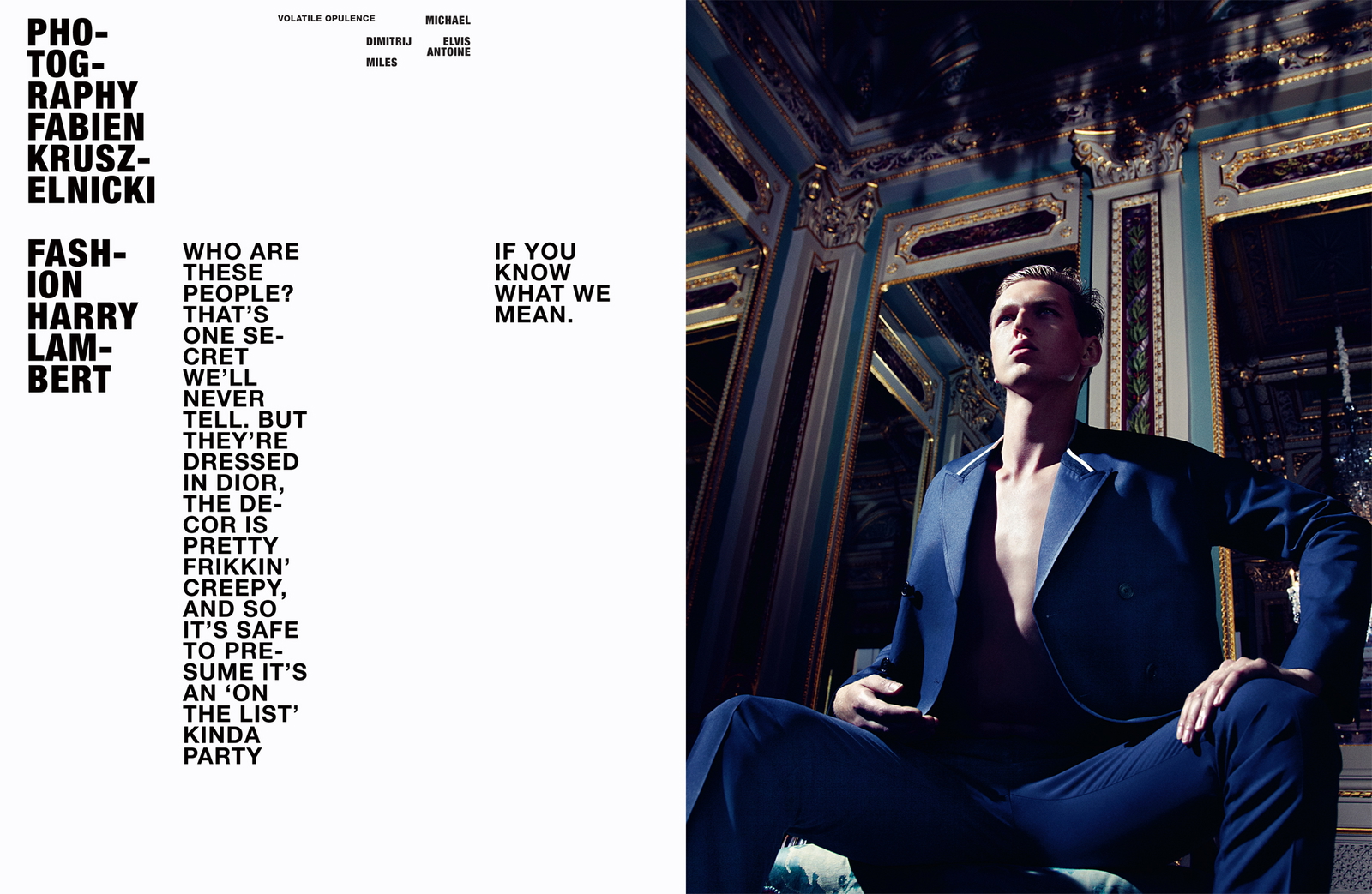Michael, Dimitrij, Elvis, Antoine, & Miles Define Elegance in Dior Homme for Hero Magazine