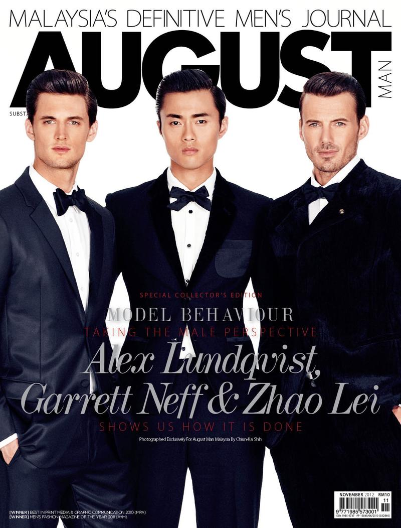 Alex Lundqvist, Garrett Neff & Zhao Lei Grace August Man Malaysia's November 2012 Cover Together