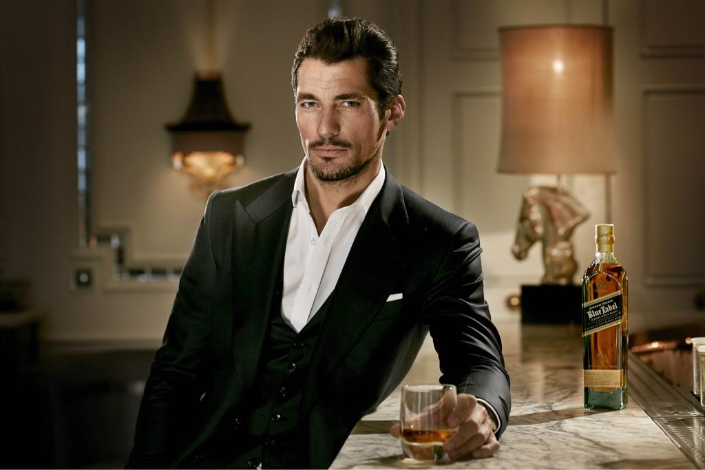 A Sharp David Gandy Sips Johnnie Walker Blue Label
