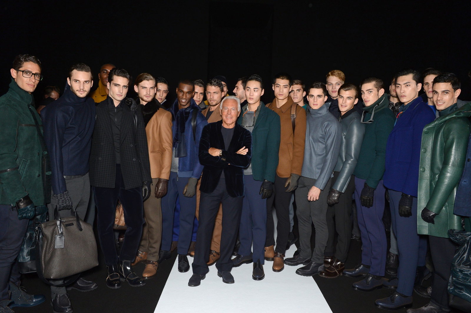Giorgio Armani Poses with Emporio Armani Fall/Winter 2013 Cast