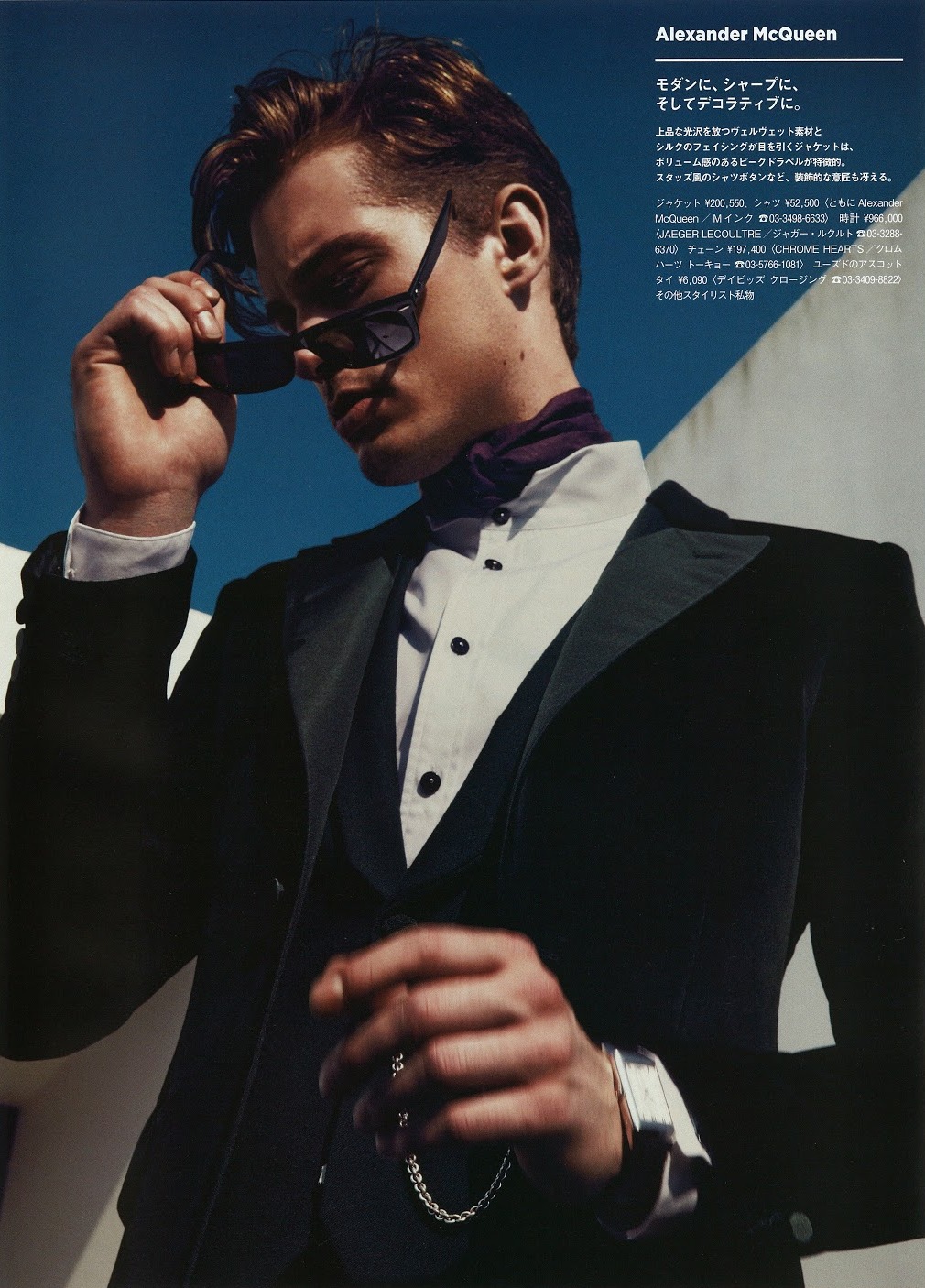 Greg Nawrat Models Luxurious Eveningwear Styles for GQ Japan