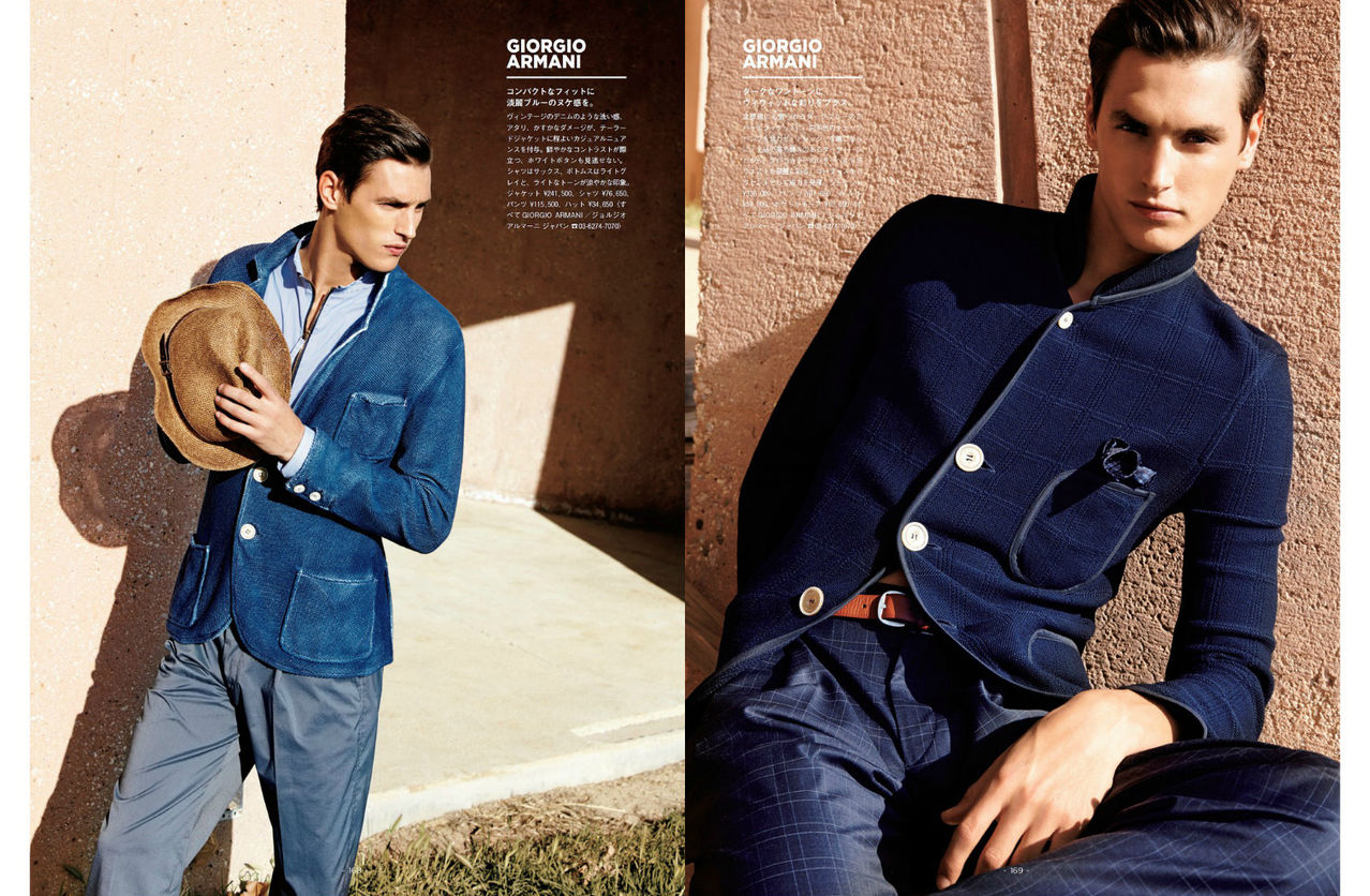 Mathias Bergh Dons Blue for GQ Japan