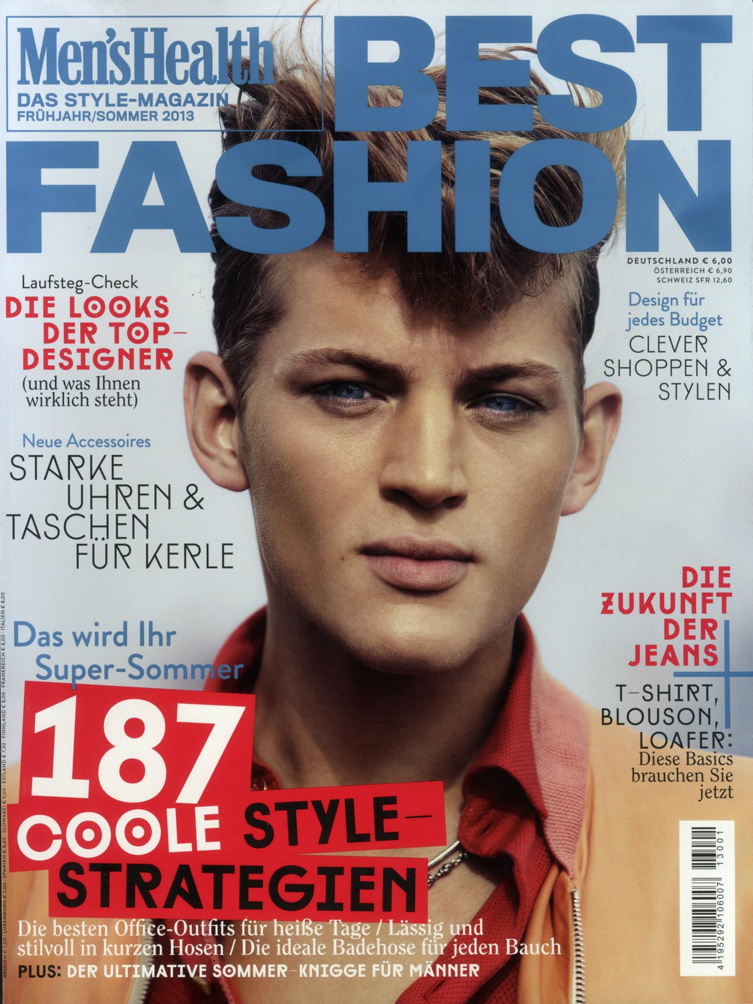 Sebastian Sauvé Covers Men’s Health Best Fashion Germany’s Spring/Summer 2013 Issue