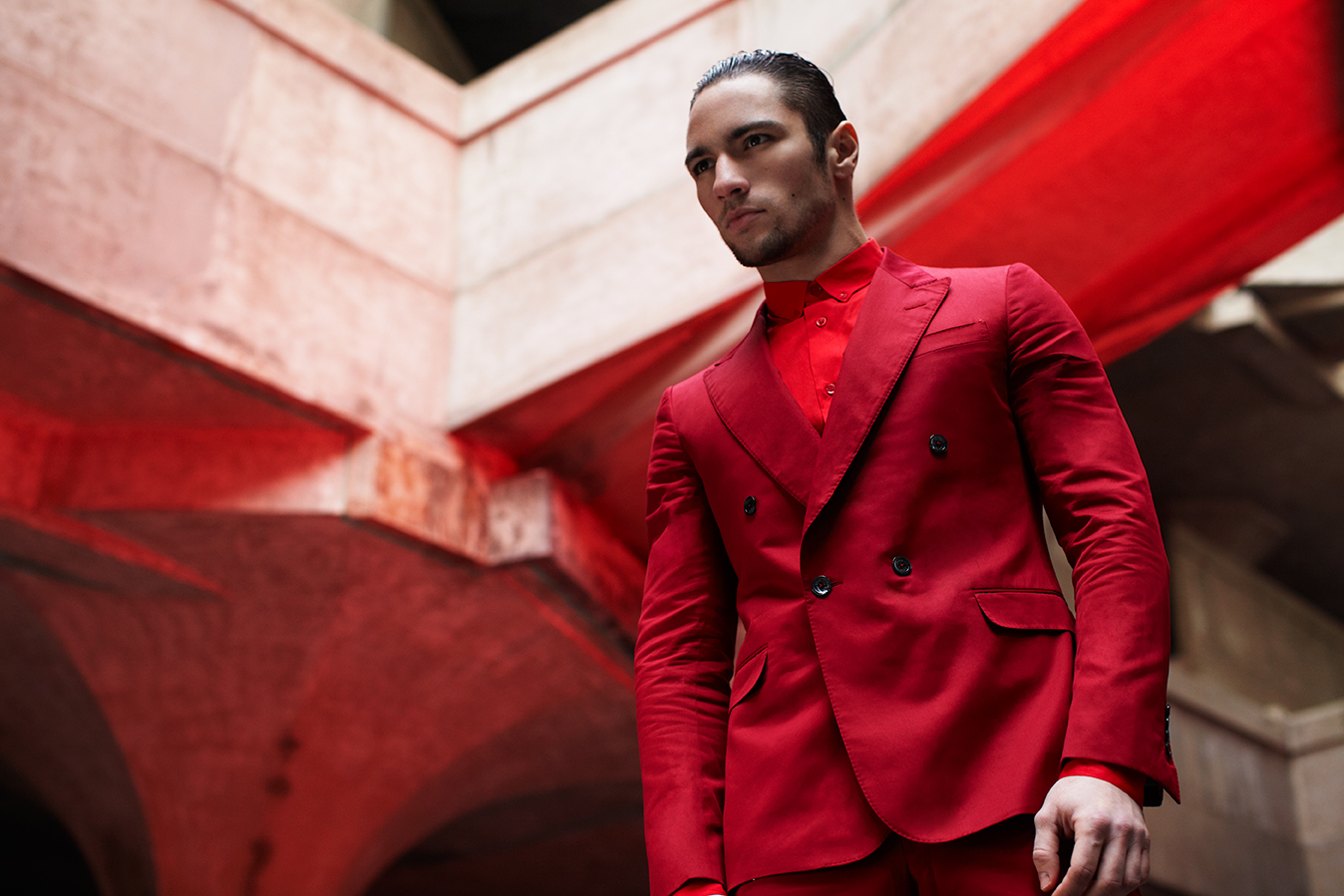 Hans Neumann Captures Red & White Styles for Harper’s Bazaar Men China