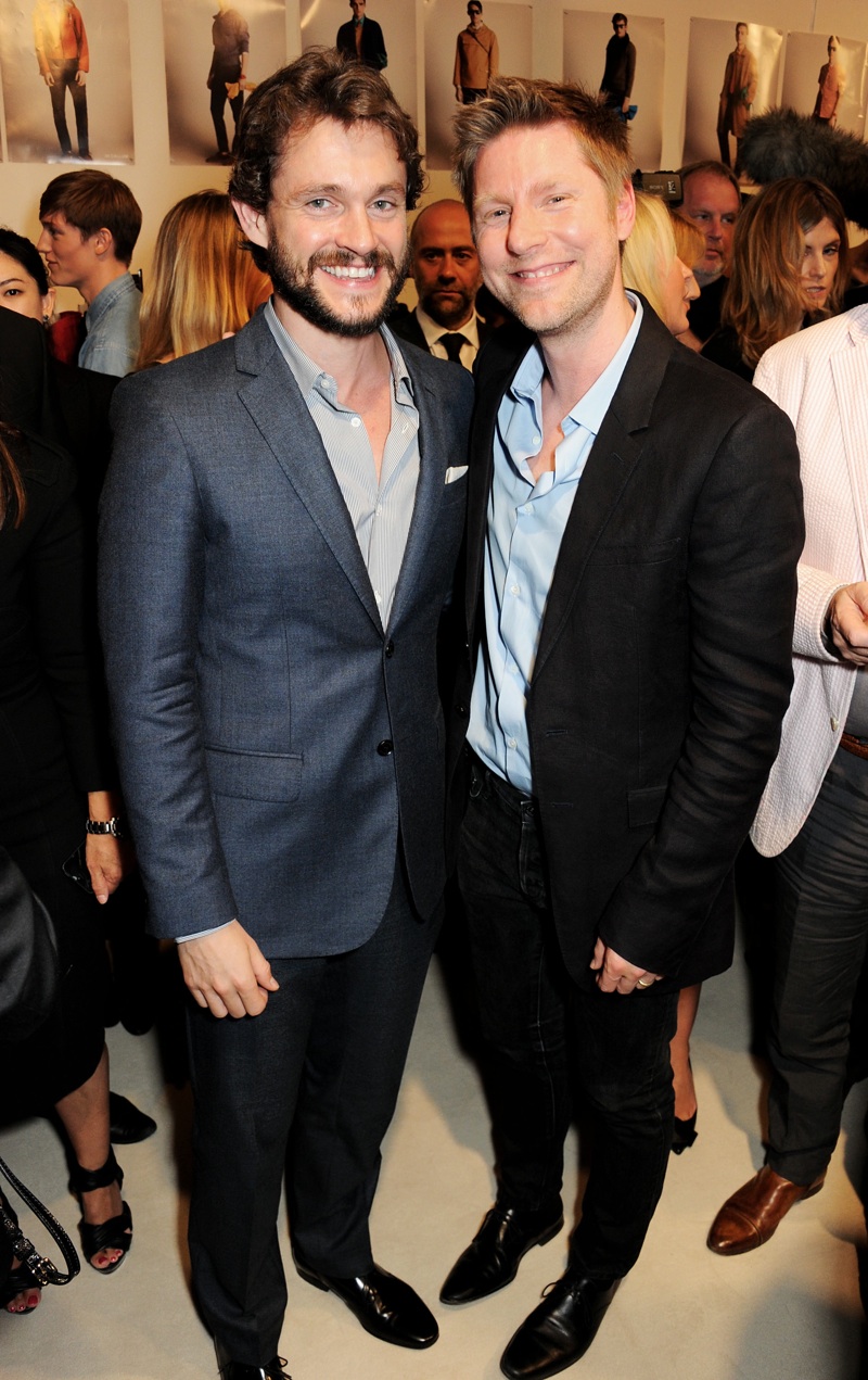 Christopher Bailey and Hugh Dancy backstage at the Burberry Prorsum Menswear Spring Summer 2014 Show in London burberry spring summer 2014 guests 0003