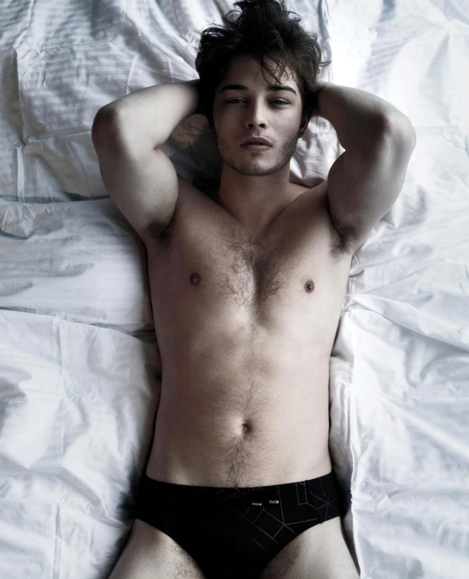 Francisco Lachowski Lounges in Bed for Elle Quebec’s June 2013 Issue