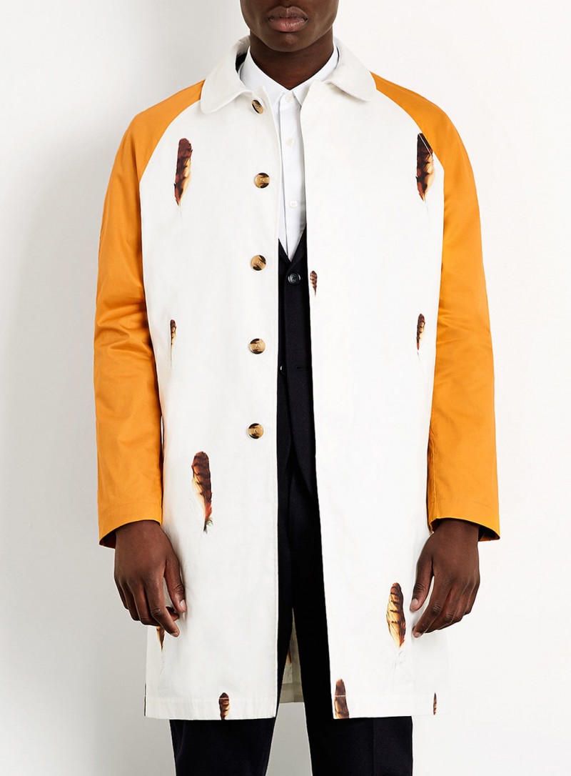 Topman x Agi & Sam Off White Feather Trench