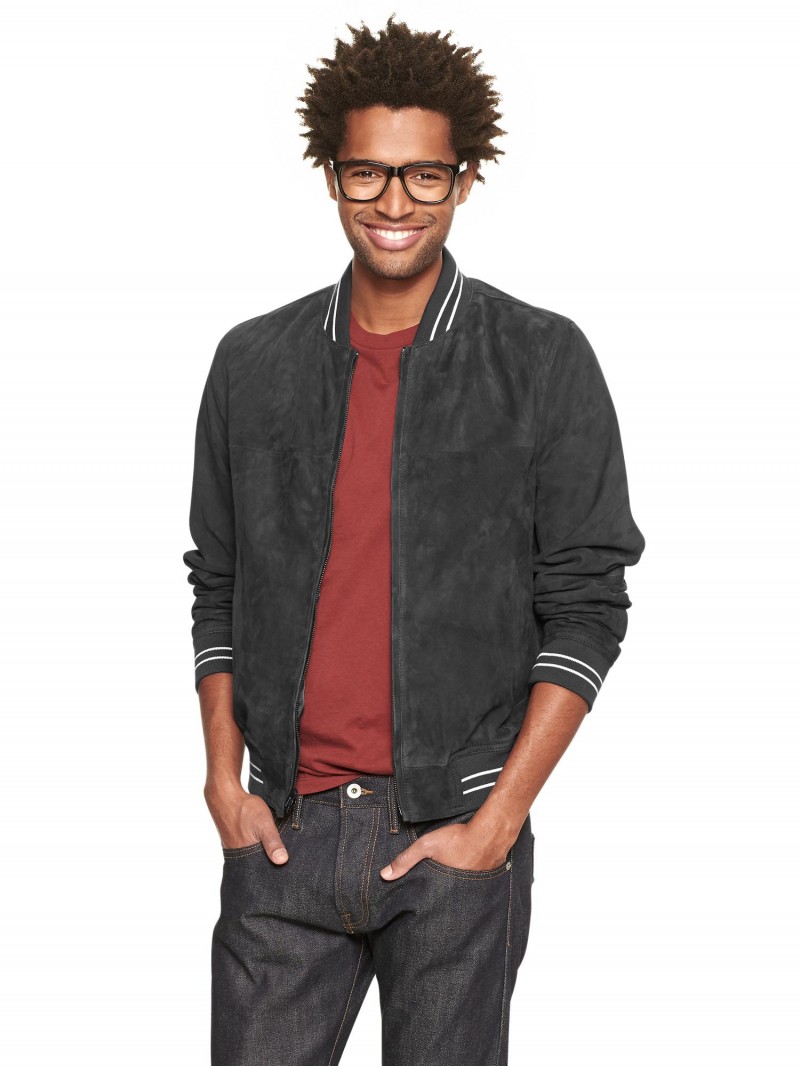 Gap x GQ Bespoken Suede Baseball Jacket