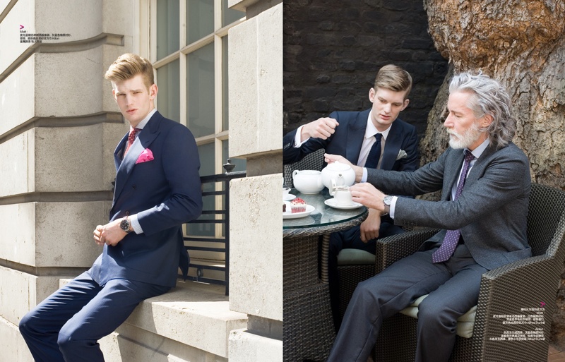 Aiden Brady & Matt King are Father & Son for Harper's Bazaar China