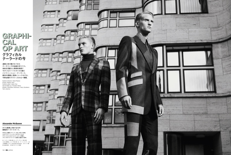Alexander Johansson & Harry Goodwins Don Checked Suits for GQ Japan