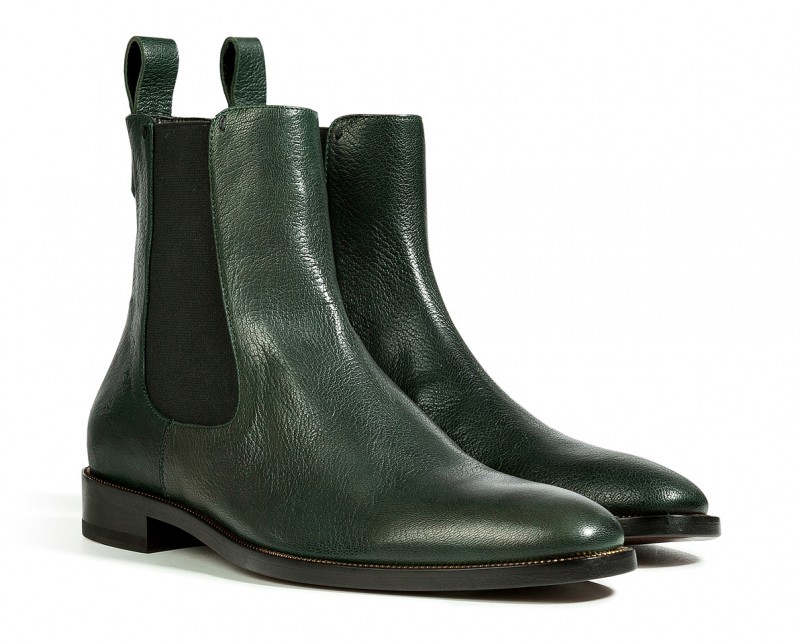 Belstaff Leather Salem Chelsea Boots in British Racing Green