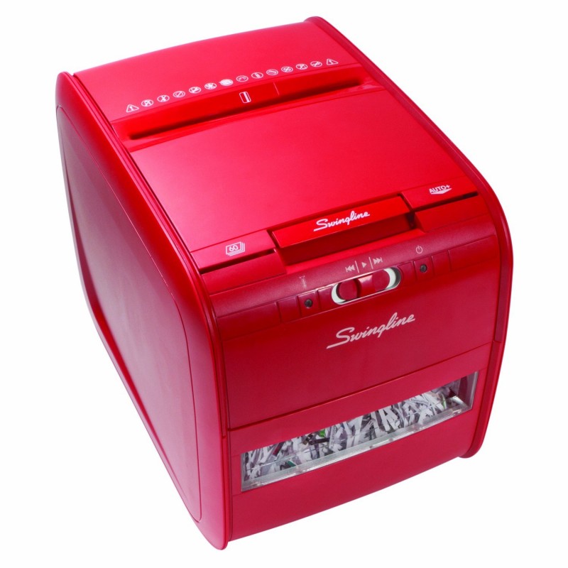 Swingline Stack-and-Shred Red 60-Sheet Shredder, Cross-Cut, 60 Sheets