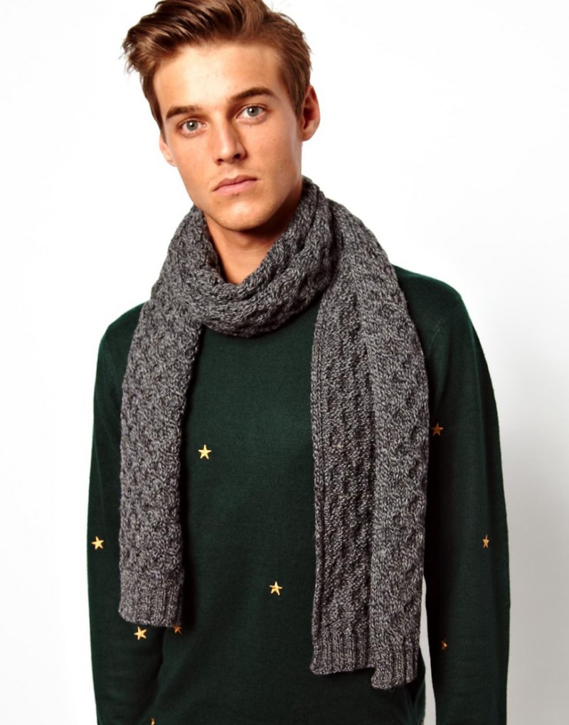 ASOS Cable Scarf In 100% British Wool