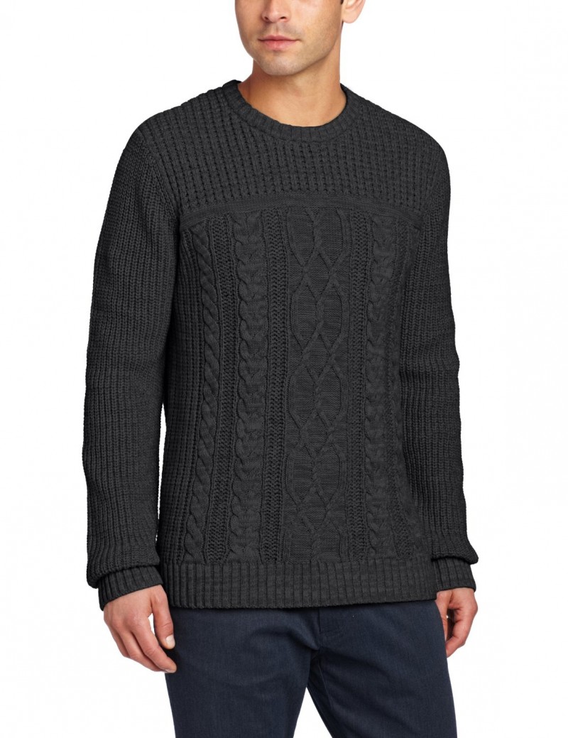 Calvin Klein Jeans Men's Crew-Neck Cable Sweater