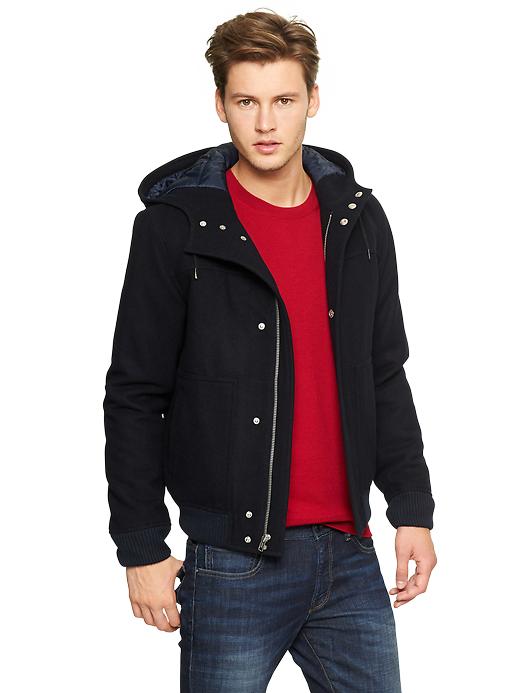 GAP Hooded wool bomber jacket