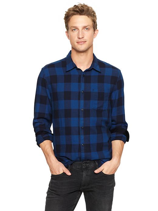 GAP 1969 indigo buffalo plaid utility shirt