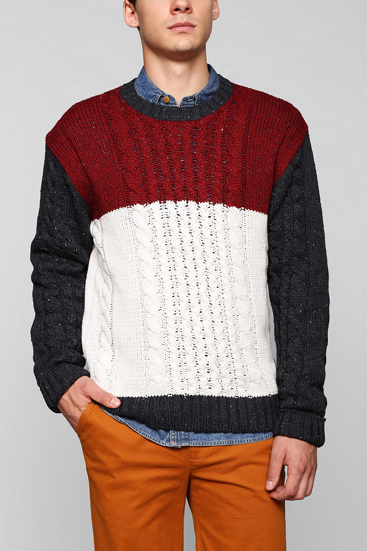 CPO Cable-Knit Colorblock Sweater