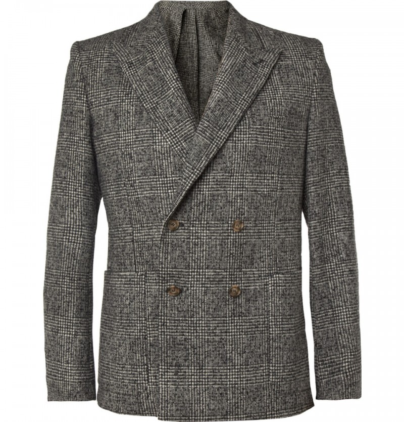 AMI Slim-Fit Prince of Wales Check Wool-Blend Blazer