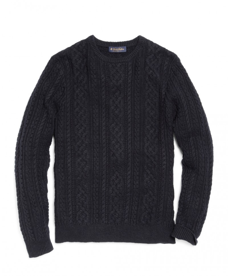 Brooks Brothers Linen and Cotton Aran Crewneck Sweater