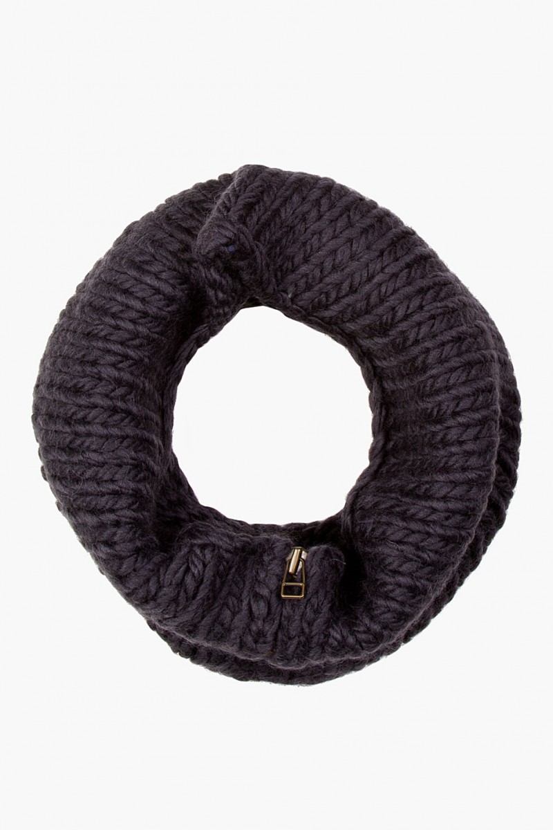 ROBERT GELLER Charcoal Knit zippered Snood