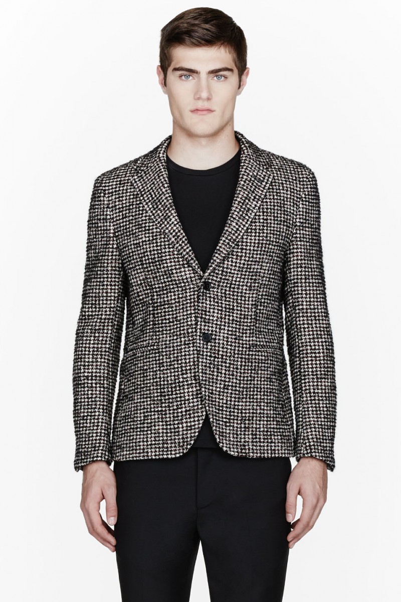 RAF SIMONS black & white houndstooth blazer